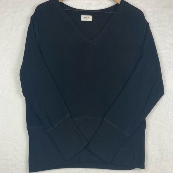 LNA V-Neck Long Sleeve Sweater Women's Size Medium in Black - Picture 1 of 7